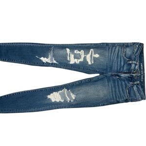 American Eagle Outfitters Blue Skinny Jeans with Distressed Details